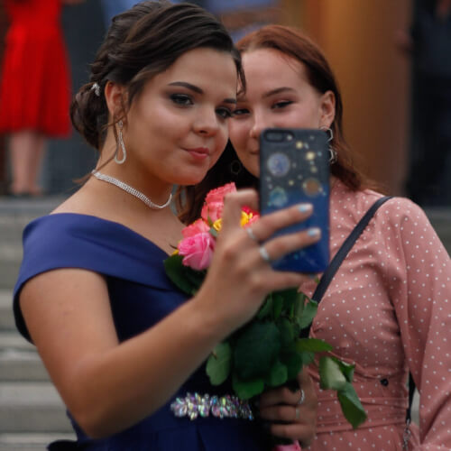 ladies taking a selfie