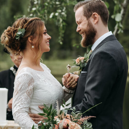 couple at their wedding party